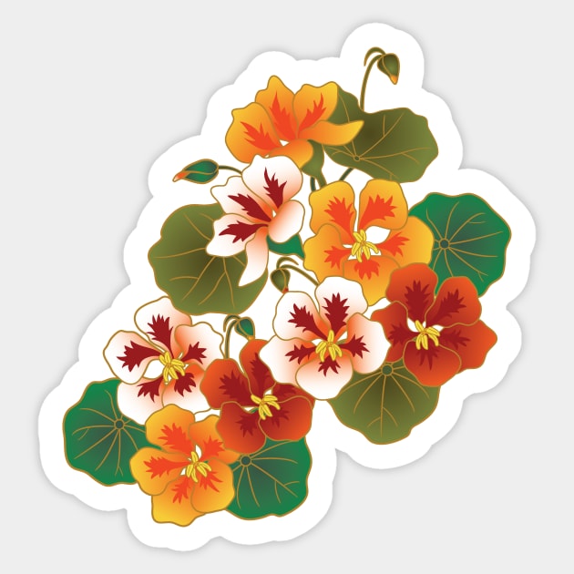 Nasturtium Garden-Navy Sticker by Pamelandia